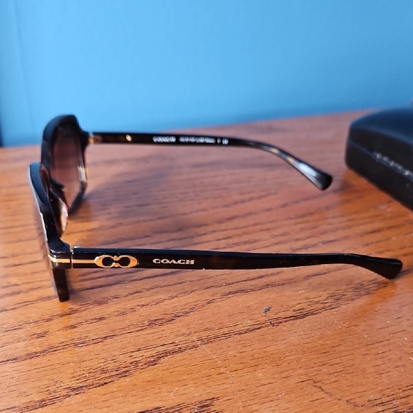 Coach Rectangular Tortoise Shell Sunglasses - Picture 4 of 12